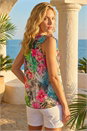 Multi  Tropical Print Ruffle Front Vest , Image 3 of 4