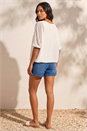 Ivory  Mesh Bubble Hem Top, Image 2 of 4