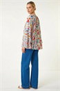 Pink Tie Front Floral Print Top, Image 3 of 5