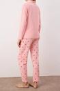 Pink WOVCOR Pink Cherry Embroidered Zip Neck Long Sleeve Waffle Knit Pyjama Set, Image 3 of 3