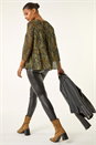 Khaki Speckled Print Tiered Top, Image 3 of 5