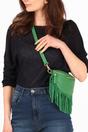 Green Fringed Half Moon Leather Crossbody Bag, Image 4 of 5