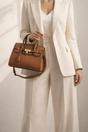 Brown Top Handle Satchel Handbag, Image 1 of 5