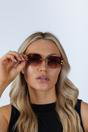 Brown Rimless Oval Geometric Sunglasses, Image 3 of 6