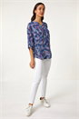 PINK Textured Abstract Print V-Neck Stretch Top, Image 2 of 5