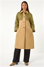 Tan Contrast Quilted Collar Smart Coat, Image 8 of 8