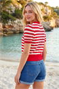 Red Stripe Pointelle Knit Top, Image 3 of 4