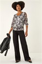 Grey Metallic Plisse Banded Hem Top, Image 2 of 5