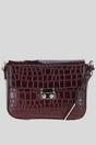 Burgundy 'Elegance' Croc Embossed Leather Cross Body Bag, Image 1 of 5