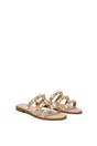 Beige Slip On Sandals With Peal Studded Straps, Image 3 of 6