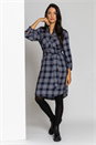 Navy  Check Print Shirt Dress, Image 3 of 5