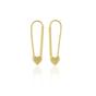 Gold Heart Beaded Safety Pin Sterling Silver Earring, Image 1 of 1