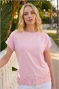Pink Cut Out Hem Stretch Top, Image 1 of 4