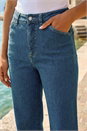 Mid Blue Cotton Denim Stretch Culottes , Image 4 of 4