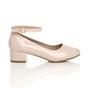 Natural AJVANI Natural Mid Block Heel Comfort Ankle Strap Court Shoes, Image 2 of 6