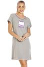 Grey Short Sleeve Cat Print Nightdress, Image 1 of 4