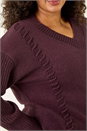 Plum Curve Stitch V-Neck Knit Jumper, Image 5 of 7