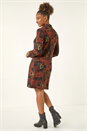ORANGE Patchwork Print Shift Dress, Image 3 of 5