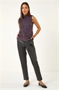 Multi  High Neck Fluffy Tinsel Knit Top, Image 2 of 6