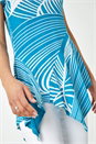 Teal Textured Linear Print Hanky Hem Tunic Top, Image 5 of 5