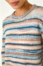 Blue Wool Blend Striped Stretch Jumper, Image 5 of 5