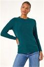Teal Plain Soft Crew Neck Jumper, Image 2 of 5