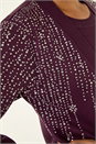 Burgundy Embellished Hotfix Layered Knit, Image 5 of 5