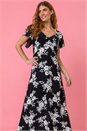 Black Floral Print Back Detail Maxi Dress, Image 1 of 5