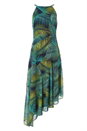 Green Leaf Print Halter Neck Midi Dress, Image 5 of 5