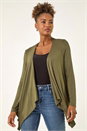 Khaki Waterfall Stretch Cardigan, Image 2 of 5