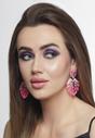 Pink AVANT-GARDE PARIS Pink Green Palm Leaf Dangle Earrings, Image 4 of 5