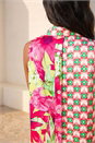 Pink Abstract Floral Print Longline Shirt, Image 4 of 4