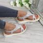 Silver AJVANI Silver Flatform Diamante T-Bar Slingback Sandals, Image 5 of 6