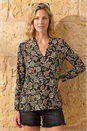 Green Floral Print V-Neck Top, Image 1 of 4