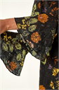 Black Floral Print V-Neck Stretch Lace Top, Image 5 of 5
