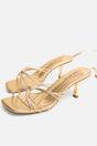 Gold Nora Pu Lace Up Strappy Mid Heels, Image 2 of 4