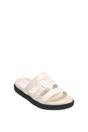 White XY LONDON White 'Aurelia' Flat Slider Sandals With Comfortable Footbed, Image 2 of 6