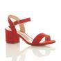 Red AJVANI Red Mid Block Heel Strappy Sandals, Image 1 of 6