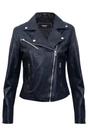 Black Womens Leather Biker Jacket-Matlock, Image 1 of 4
