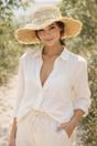Beige Chrysanthemum Sun Hat, Image 1 of 3