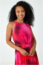 Pink Petite Halterneck Pleated Maxi Dress, Image 4 of 5