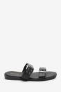 Black Orchard Slide On Double Buckle Studded Sandal, Image 2 of 6
