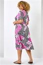 PINK Curve Patchwork Floral Midi Dress, Image 2 of 5