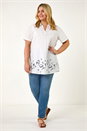 Ivory Curve Floral Cut Out Woven Top, Image 2 of 5