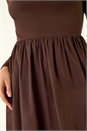 Coffee Cotton Stretch Jersey Mix Midi Dress, Image 5 of 5