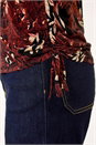 Orange Leaf Print Side Tie Stretch Top, Image 5 of 5
