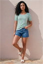 Blue Textured Jersey Stretch Top, Image 2 of 4
