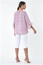 Light Pink Satin Stripe Frill Sleeve Top, Image 3 of 5