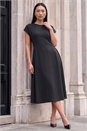 Black Side Pleat Detail Dress, Image 3 of 4
