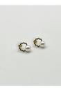 Gold Pearl Stud Earrings on Diamante Wreath, Image 2 of 5